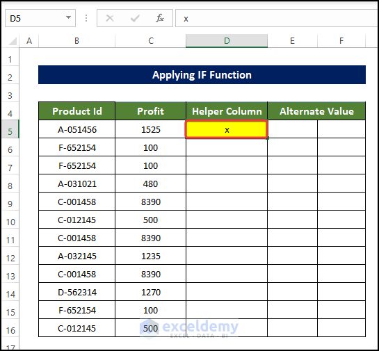 Applying IF Function to to Move Every Other Row to Column in Excel 