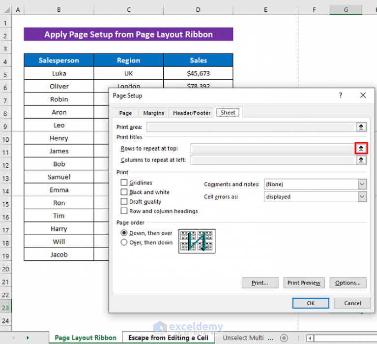  Fixed Excel Rows To Repeat At Top Feature Greyed Out