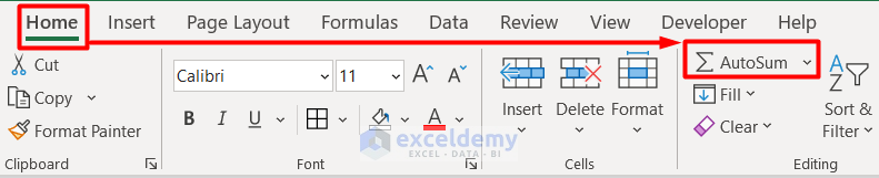 Use AutoSum Tool to Summarize Data in Excel