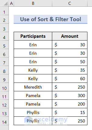Data Summarizing with Sort & Filter Tool