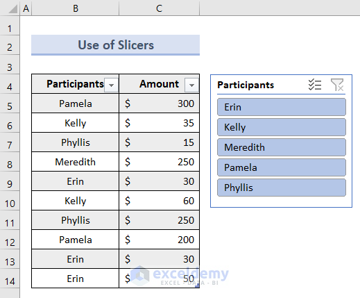 Use Slicer to Get Added Values in Worksheet
