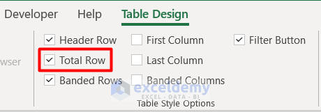 Summarize Data with Excel Table