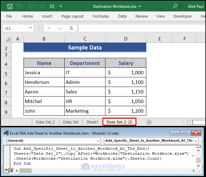 VBA to Add Excel Sheet with Data to End of Another Workbook