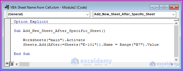 Excel VBA Add Sheet with Name from Cell 8