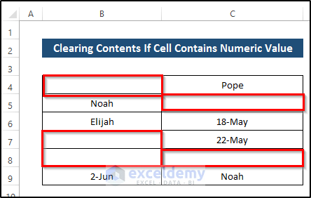 Remove Contents If Cell Contains Numeric Value Using Excel VBA