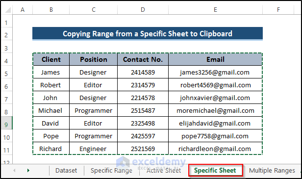 Copy Range from a Specific Sheet to Clipboard Using Excel VBA