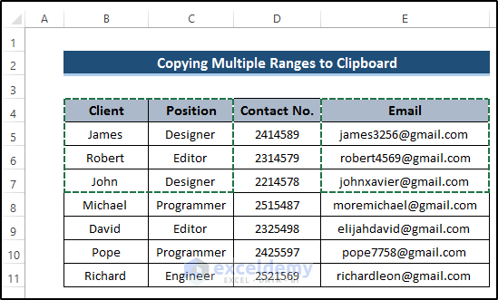 Copy Multiple Ranges to Clipboard Using Excel VBA