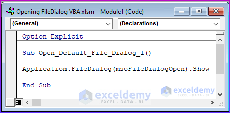 Excel VBA Open File Dialog Default Folder 2