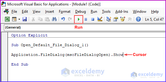 Excel VBA Open File Dialog Default Folder 3