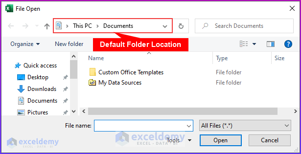 Excel VBA Open File Dialog Default Folder 4