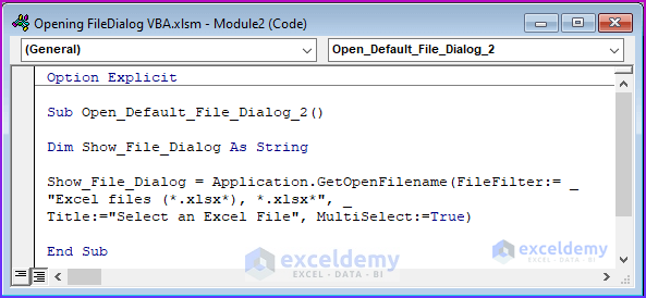 Excel VBA Open File Dialog Default Folder 5