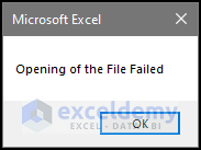 Messege box saying file not opened successfully