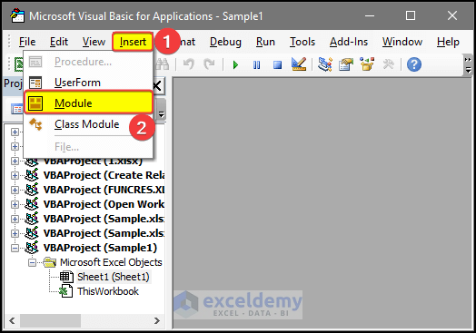 Indert Module to Open Workbook with Variable Name Using VBA in Excel