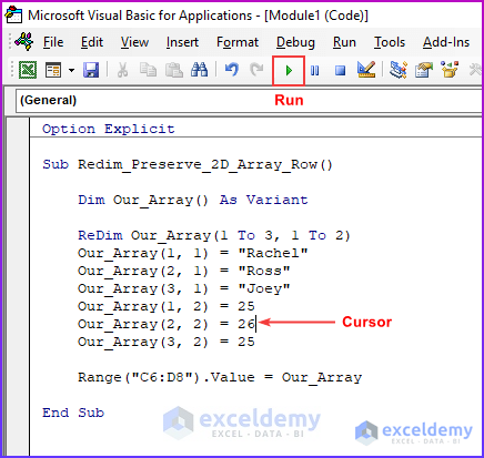 Excel VBA ReDim Preserve 2D Array 4