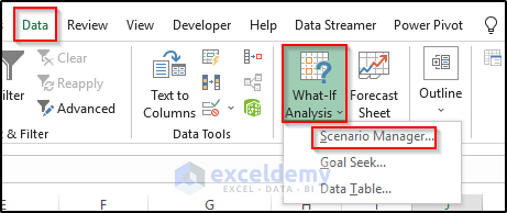 Excel What If Analysis Scenario Manager 