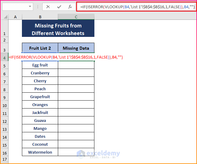 Fetching Missing Data Different Sheet