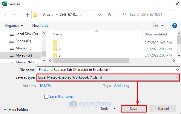 Save the Excel file in .xlsm Format to Enable Macro