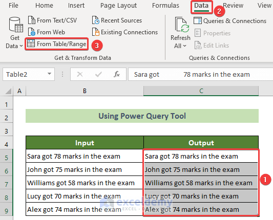 Access to the Power Query Window to Find and Replace Tab Character in Excel