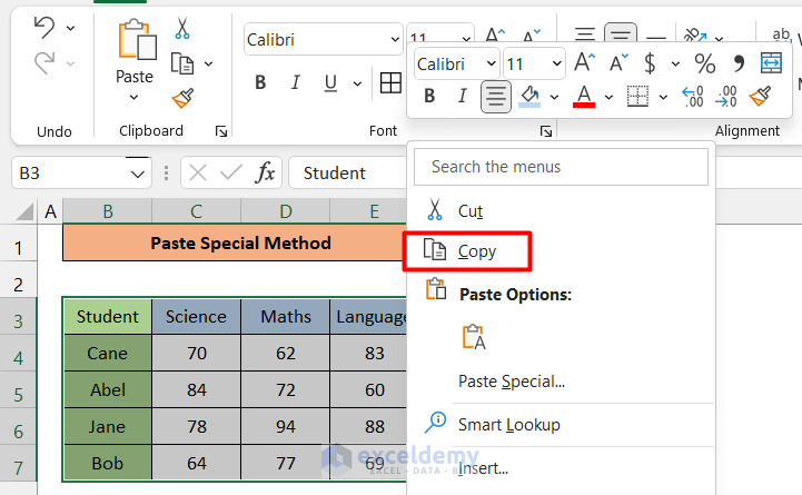 Apply Paste Special Method to Flip Columns and Rows