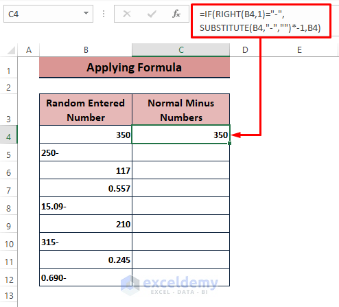 Formula-Negative Sign at End of Number in Excel
