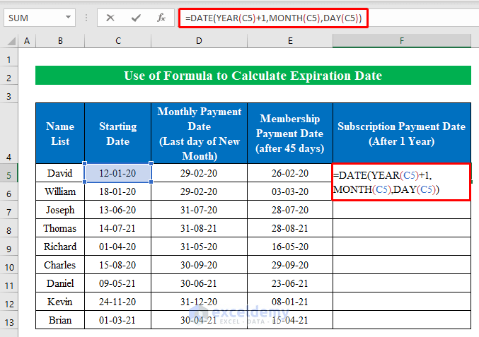 Combine the Date, Year, Month, and Day Functions to Calculate the Final Output