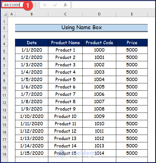  Using Name Box to Quickly Select Thousands of Rows in Excel
