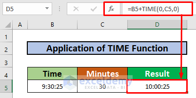 Use TIME Function to Add 30 Minutes to Time