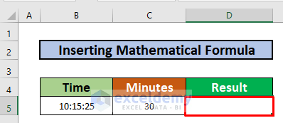 Insert Mathematical Formula to Add 30 Minutes to Time