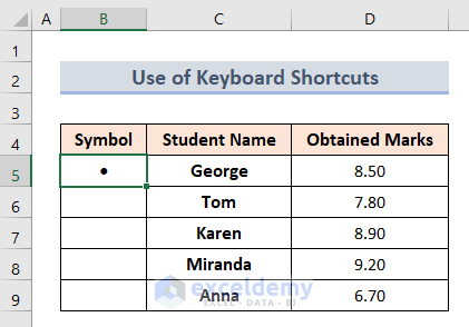 Add Bullets in Excel with Keyboard Shortcuts