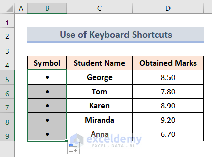 Add Bullets in Excel with Keyboard Shortcuts