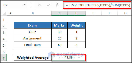 How to Calculate Grades with Weighted Percentages in Excel