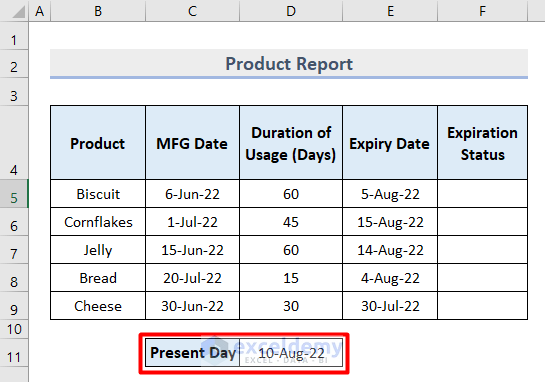 How to Calculate Remaining Shelf Life Percentage in Excel