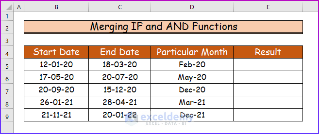 Merging IF and AND Functions to Check If Month Is Between Two Dates in Excel
