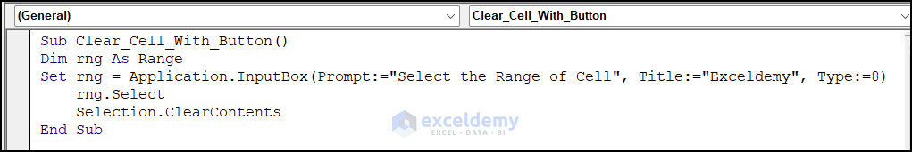 VBA Code to Clear Cells in Excel with Button