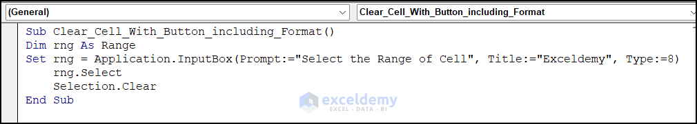 VBA Code to Clear Cells in Excel with Button