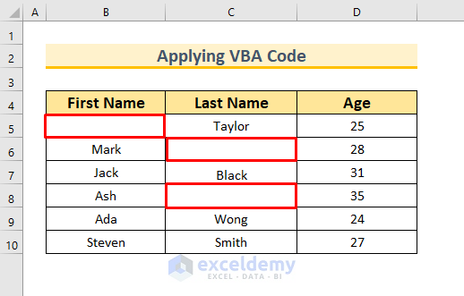 Showing Final Result for Applying VBA Code to Clear Cells with Certain Value in Excel