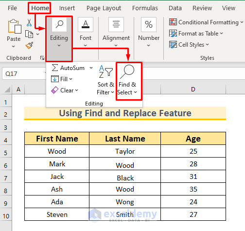  Using Find and Replace Feature to Clear Cells with Certain Value in Excel