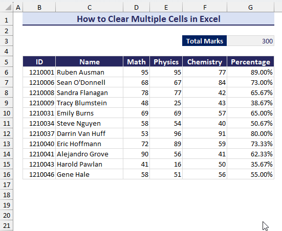 How to Clear Multiple Cells in Excel