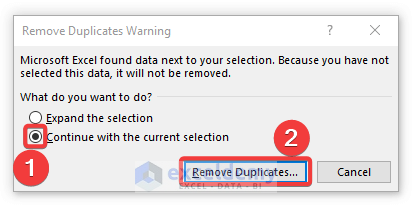 Remove Duplicate with Current Selection