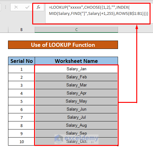 Perform LOOKUP Function to Create Table of Contents Without VBA