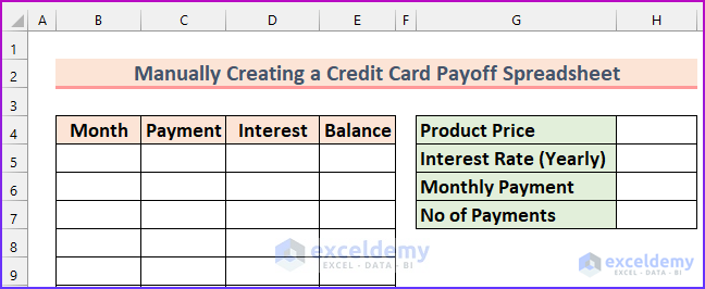 How to Create a Credit Card Payoff Spreadsheet in Excel 2