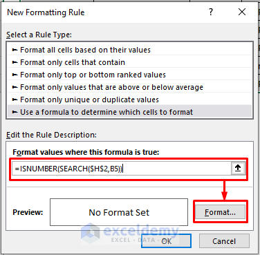 ISNUMBER Formula to create a Search Box