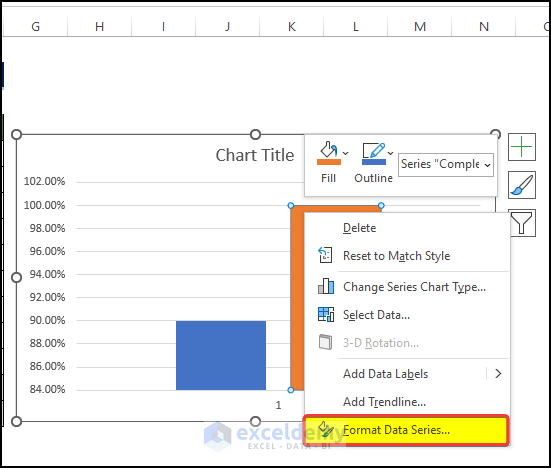 Modify Data Series to Create a Thermometer Chart in Excel