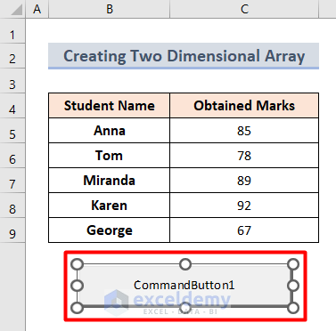 Apply Excel VBA to Generate Two Dimensional Array