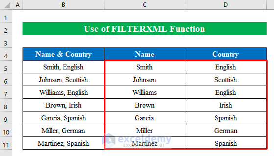 Apply FILTERXML Function to Cut Text in Excel