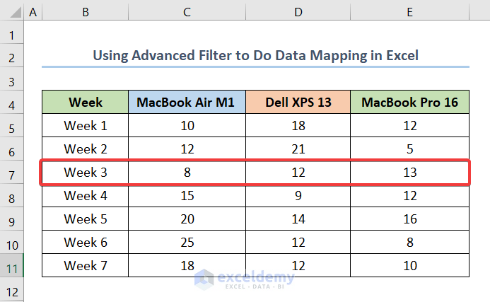 Using Advanced Filter to Do Data Mapping in Excel