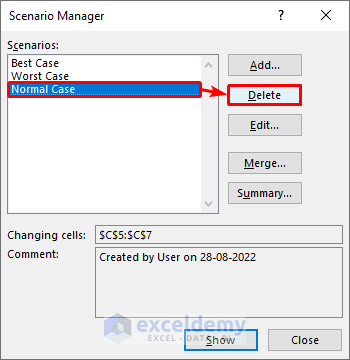 Remove Scenario Manager to Delete What If Analysis