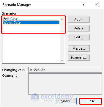 Remove Scenario Manager to Delete What If Analysis