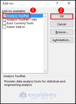  Enable Data Analysis Toolpak to evaluate One Way ANOVA in Excel