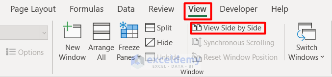 Use View Side By Side Tool to Reconcile Two Workbooks